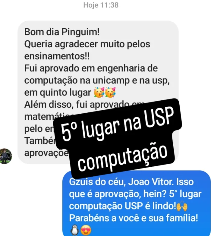Print de aprovação — João Vitor, Computação USP