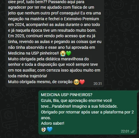 Print de aprovação — Bia, Medicina USP